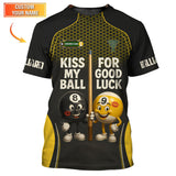 Maxcorners Funny Billiards Shirt, “Kiss My Ball for Good Luck” Custom Name Shirts, Gift for Billiard Players LM0509