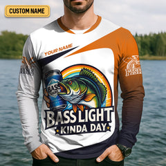 Maxcorners Basslight Kinda Day Fish And Beer Funny Fishing Shirt, SPF Shirt For Men, Gift For Fisherman, Bass Fishing