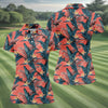 Maxcorners Tropical Palm Leaf And Rifle Pattern Coral Golf Polo, Women’s Golf Apparel, Performance Golf Shirt LM1507