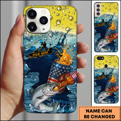 Maxcorners Chinook Fishing Phone Case Beer Splash Fishing Graphic Personalized Name 3D Phone Case