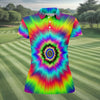 Maxcorners Rainbow Tie Dye Golf Shirt, Psychedelic Spiral Burst Pattern, Golf Shirt For Women LM1507