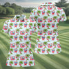 Maxcorners Flamingo Float Santa Christmas Golf Shirt, Women's Golf Tops, Hawaiian Golf Shirt, Golf Shirts For Women LM1507