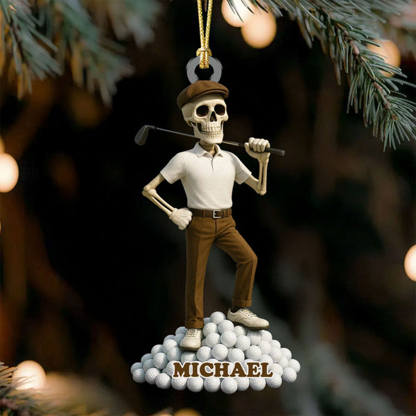 Maxcorners Funny Skeleton Male Golfer Acrylic Ornaments, Golf Christmas Gifts, Funny Golf Presents LM1611