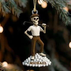 Maxcorners Funny Skeleton Male Golfer Acrylic Ornaments, Golf Christmas Gifts, Funny Golf Presents LM1611