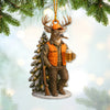 Maxcorners Deer Hunter Christmas Ornament, Custom Name Hunting Ornament, Beer & Buck Holiday Decor, Gift for Hunters and Outdoorsmen