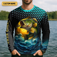 Maxcorners Happiness Is A Big Bass And A Limit Of Panfish Fishing UPF Shirts, Funny Fishing Shirt, Fishing Gifts For Men