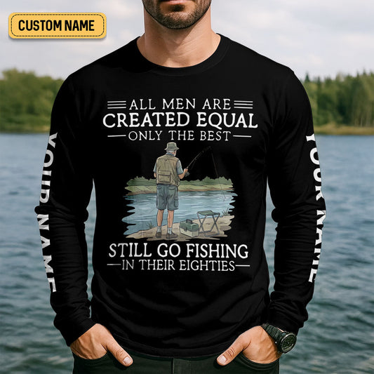 Maxcorners Funny 80th Birthday Fishing Shirt for Men, Custom Old Man Fisherman, Fishing UPF Shirts