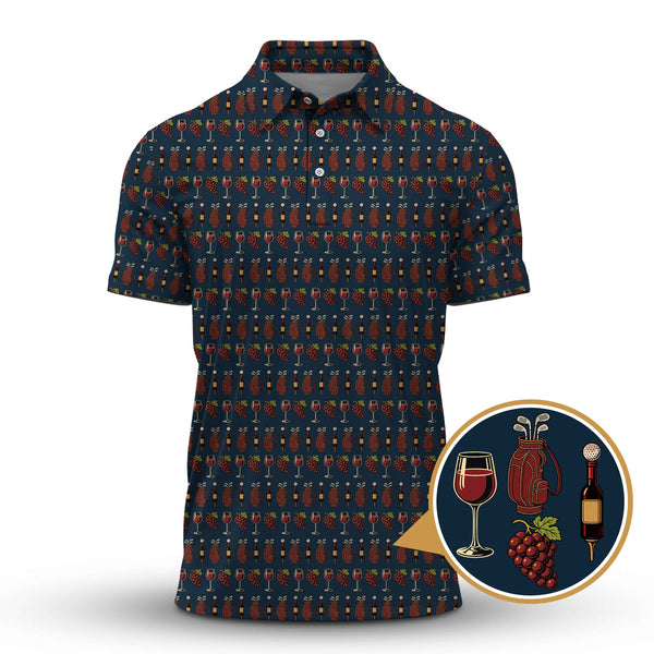 Maxcorners Golf Wine Pattern Golf Shirt,  Women Golf Shirts For Wine Lovers, Golf Gift For Golfer