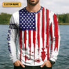 Maxcorners American Hooker Hooded UPF Shirt, American Flag Fish Shirt, Long Sleeve Fishing Shirts, Mens Casual Shirts