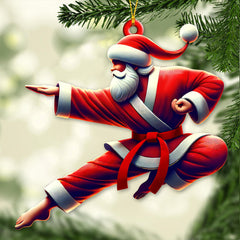 Maxcorners Custom Name Santa Karate Ornament, Christmas Gift for Karate Lover 2D Flat LM2111