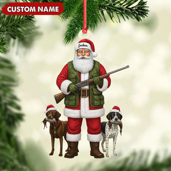 Maxcorners Personalized Santa Hunter Christmas Ornament – Funny Dog Lover Acrylic Holiday Decor LM0411