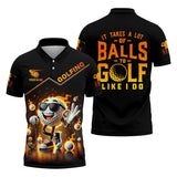 Maxcorners It Takes a Lot of Balls to Golf the Way I Do Custom Men's Golf Polo Shirt, Funny Golf Shirt, Dad Golf Gift