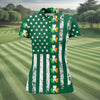 Maxcorners Irish Shamrock Vertical Stripes St Patrick's Day Golf Shirt, Women's Golf Shirts, Ladies Golf Polos