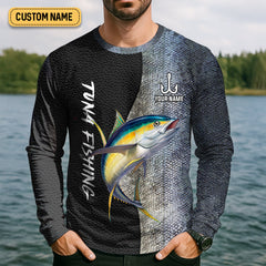 Maxcorners Tuna Fishing Saltwater Custom Name UPF Shirts, Tournament Fishing Shirts, Men's Fishing Shirt