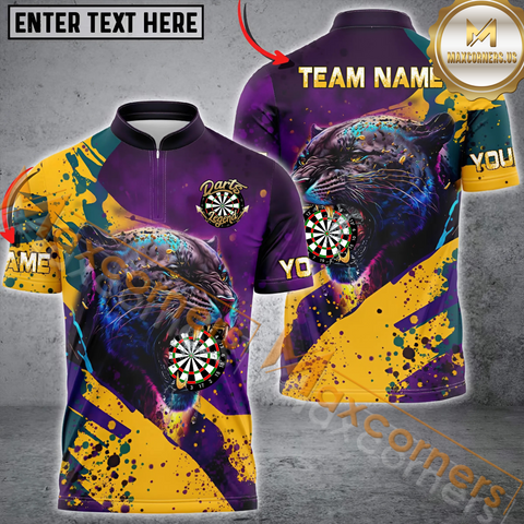 MaxCorners Darts Panther Paint Colorful Customized Name, Team Name 3D Polo Shirt