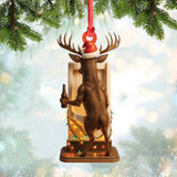 Maxcorners Personalized Acrylic Deer Christmas Ornament â€“ Funny Buck with Santa Hat Drinking Beer by Urinal Holiday Decor LM0110