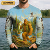 Maxcorners Finding Peace And A Good Catch In The Wilderness Bigfoot Fishing UPF Shirts, Gift For Fisherman