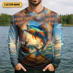 Maxcorners The Sea Once It Casts Its Spell Sailfish Fishing SPF Shirt For Men, Presents For Fishermen, Men's Fishing Shirt