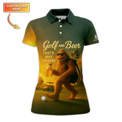 Maxcorners Personalized Funny Golf Shirt, Golf And Beer Polos, Bigfoot Golf Shirt For Men's