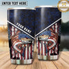 Maxcorners Fishing Tumbler Dark Patriotic Flag Emblem Design Personalized Name Tumbler (13 Species)