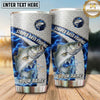 Maxcorners Fishing Tumbler Silver Blue Honeycomb Badge Design Personalized Name Tumbler (13 Species)