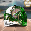 Maxcorners Fishing Green Tribal Swirl Personalized Name 3D Shirt (13 Fish Species)