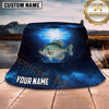 Maxcorners Fishing Green Camo Fishing Adventure with Dynamic Splash Personalized Name 3D Bucket Hat (13 Fish Species)
