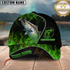 Maxcorners Fishing Angler Green Flame Custom Name Personalized Cap  (12 Fish Species)