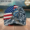 Maxcorners Fishing Patriotic Gray Camo Personalized Name 3D Cap (12 Fish Species)