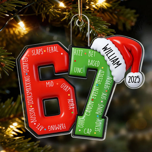 Maxcorners 3D Effect 2025 Teen Slang - Personalized Acrylic Ornament - Funny Christmas Gift For Teen, Grandkid, Gen Alpha 2D Flat