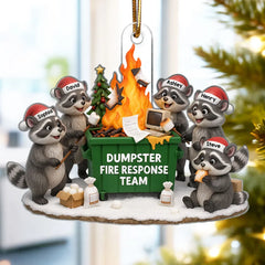 Maxcorners Funny Raccoon Dumpster on Fire Response Team - Personalized Acrylic Ornament - Funny Holiday Gift for Coworkers 2D Flat TU2511