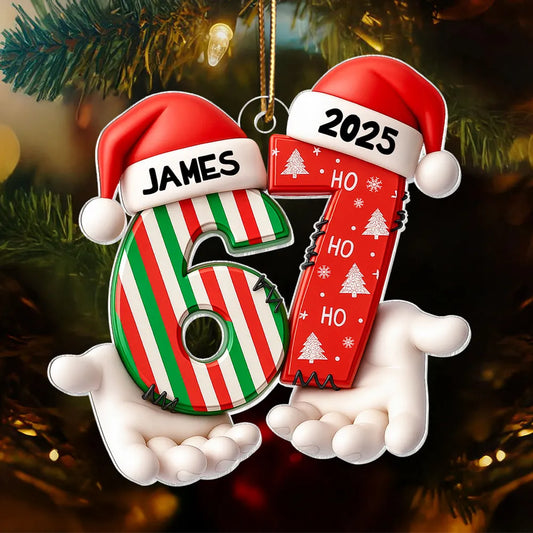 Maxcorners Custom Name Viral Trend Six Seven - Personalized Acrylic Ornament - Chistmas Gift for Kid, Grandkids 2D Flat