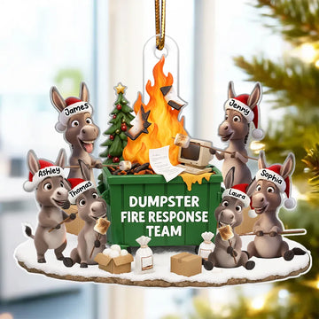 Maxcorners Funny Donkey Dumpster on Fire Response Team - Personalized Acrylic Ornament - Funny Holiday Gift for Coworkers 2D Flat
