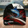 Maxcorners Fishing Black Red Abstract Stripe Personalized 3D Cap (12 Fish Species)
