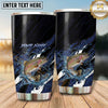 Maxcorners Fishing Tumbler Dark Navy Carbon Fiber Wave Design Personalized Name Tumbler (13 Species)