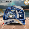 Maxcorners Fishing  Splash Water Fish Scale Lake View Personalized Name 3D Cap (12 Fish Species)