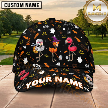 Maxcorners Golf Halloween Spooky Flamingo Personalized Cap