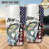 Maxcorners Fishing Tumbler White Patriotic Flag Stripe Design Personalized Name Tumbler (13 Species)