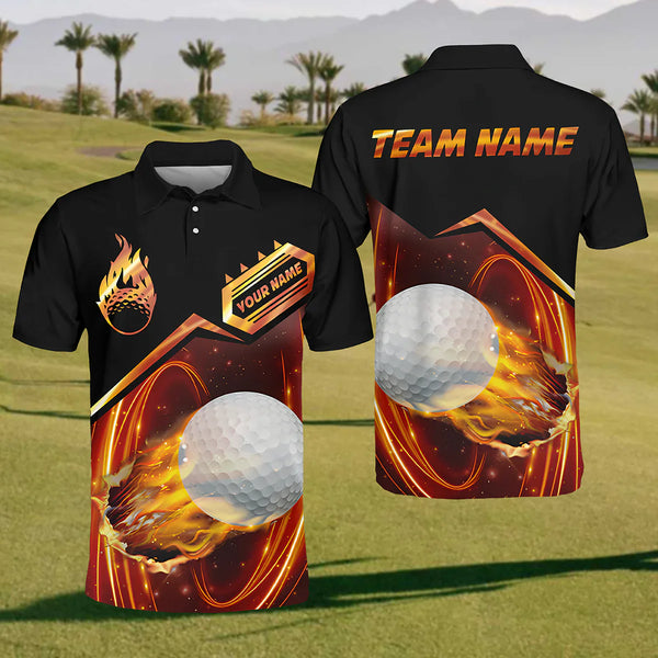 Maxcorners Falming Golf Ball Golf Polo Shirt, Mens Golf Shirt, Gift For Golfers