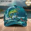 Maxcorners Fishing Aqua Camouflage Lace Up Personalized 3D Cap (12 Fish Species)