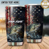 Maxcorners Fishing Tumbler Rustic Patriotic Flag Design Personalized Name Tumbler (13 Species)