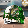 Maxcorners Fishing Green Tribal Swirl Personalized Name 3D Shirt (13 Fish Species)