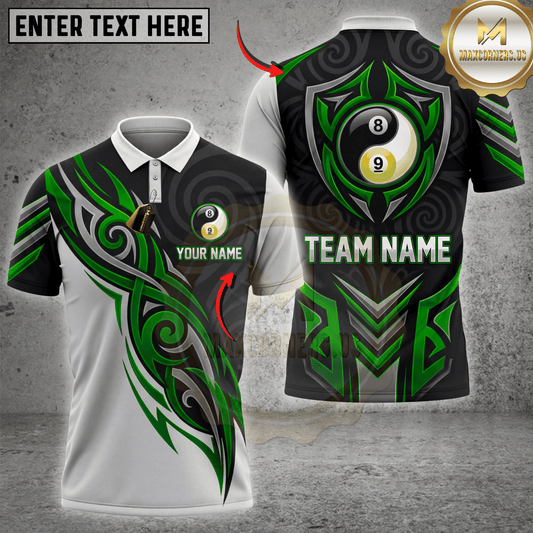 Maxcorners Yin Yang Eight Ball Shadow Tribal Pool Player Shirt Multicolor Customized Name, Team Name 3D Shirts