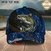 Maxcorners Catfish Blue Camo Splash Personalized Name 3D Cap (12 Fish Species)
