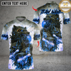 Maxcorner Angry Wolf Bowling Design Multicolor Customized Name, Team Name 3D Shirts