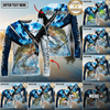 Maxcorners Fishing Blue Scale Splash Personalized Name, Team Name 3D Long Sleeve Shirt ( 12 Fish Species)