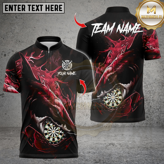 Maxcorners Horror Shark Darts Design Multicolor Customized Name, Team Name 3D Shirt