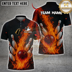 Maxcorners Inferno Strike Bowling Customized Name, Team Name Unisex Shirt