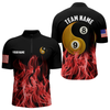 Maxcorners Red Flaming Ying And Yang 8 Ball & 9 Ball Billiard Shirts For Men Custom Pool Billiard Jerseys LM064