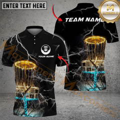 Maxcorners Thunder Strike Disc Golf Polo Shirt Personalized Name, Team Name 3D Shirt (4 Colors)